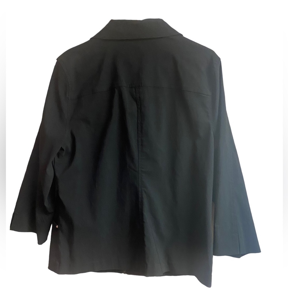 JM COLLECTION BLACK ZIP UP COLLARED JACKET POCKETS STRETCHY SIZE 14 - Picture 4 of 8